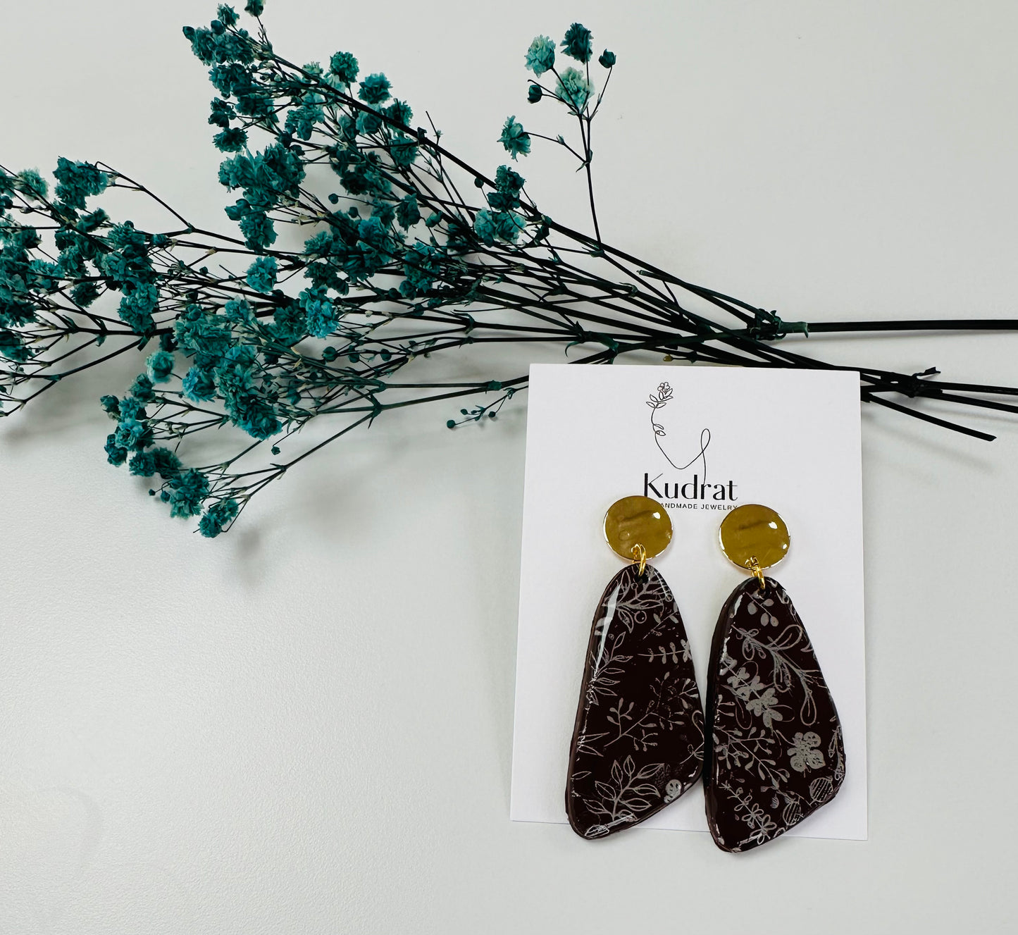 Brown Floral Dangles