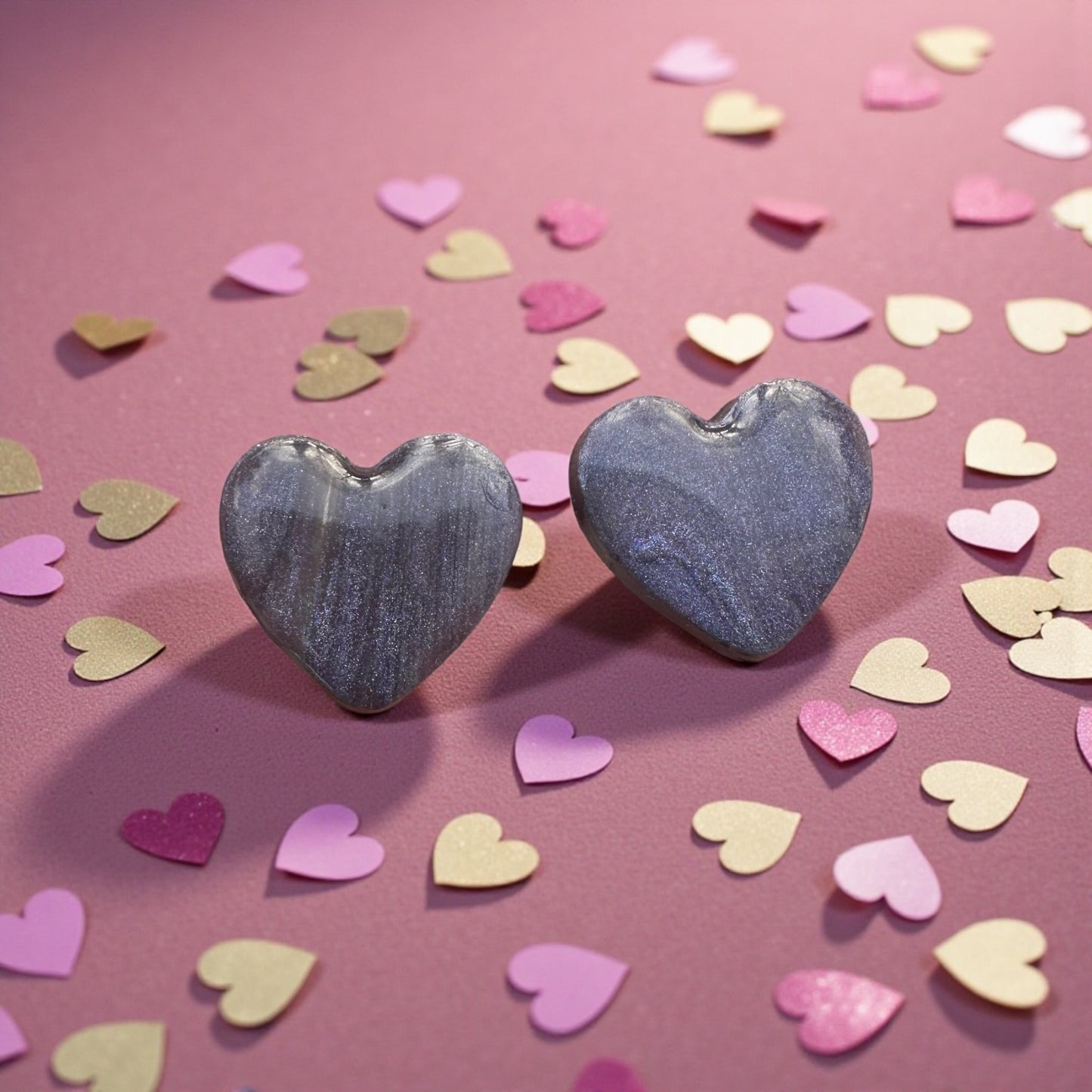 Midnight Heart Studs