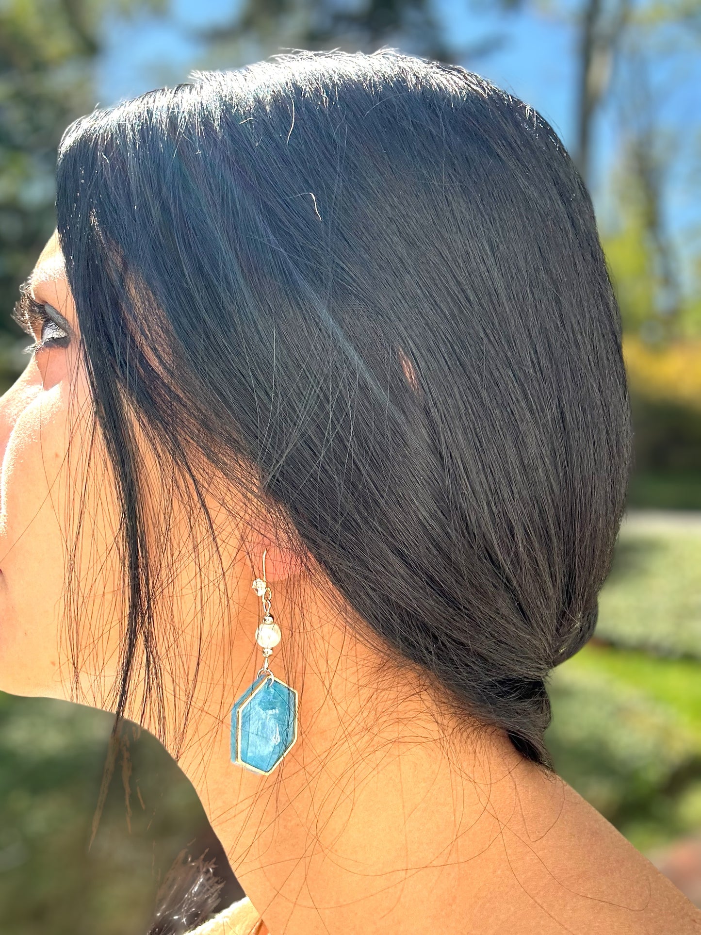 Sky Blue Hexagon Dangles