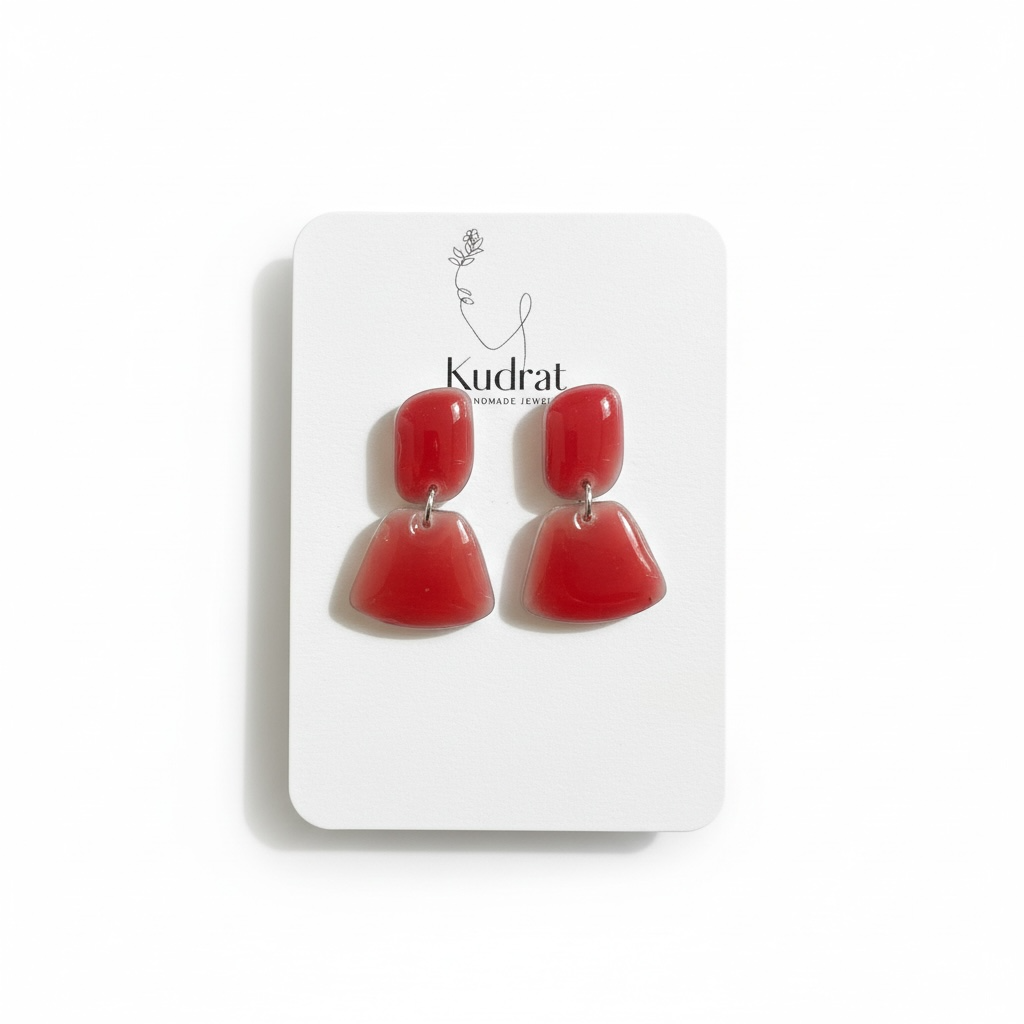 Vibrant Red Handmade Polymer Clay Earrings