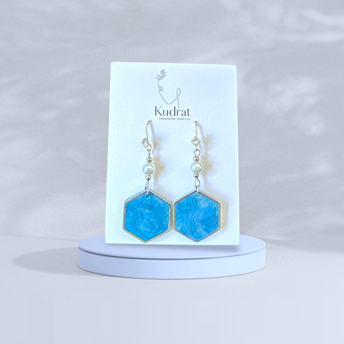 Sky Blue Hexagon Dangles