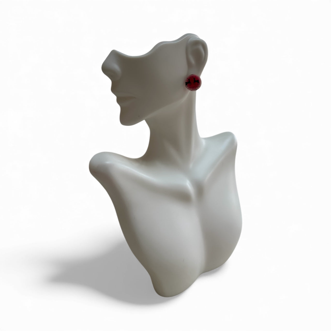 Holiday Reindeer Circle Studs – Handmade Mini Earrings