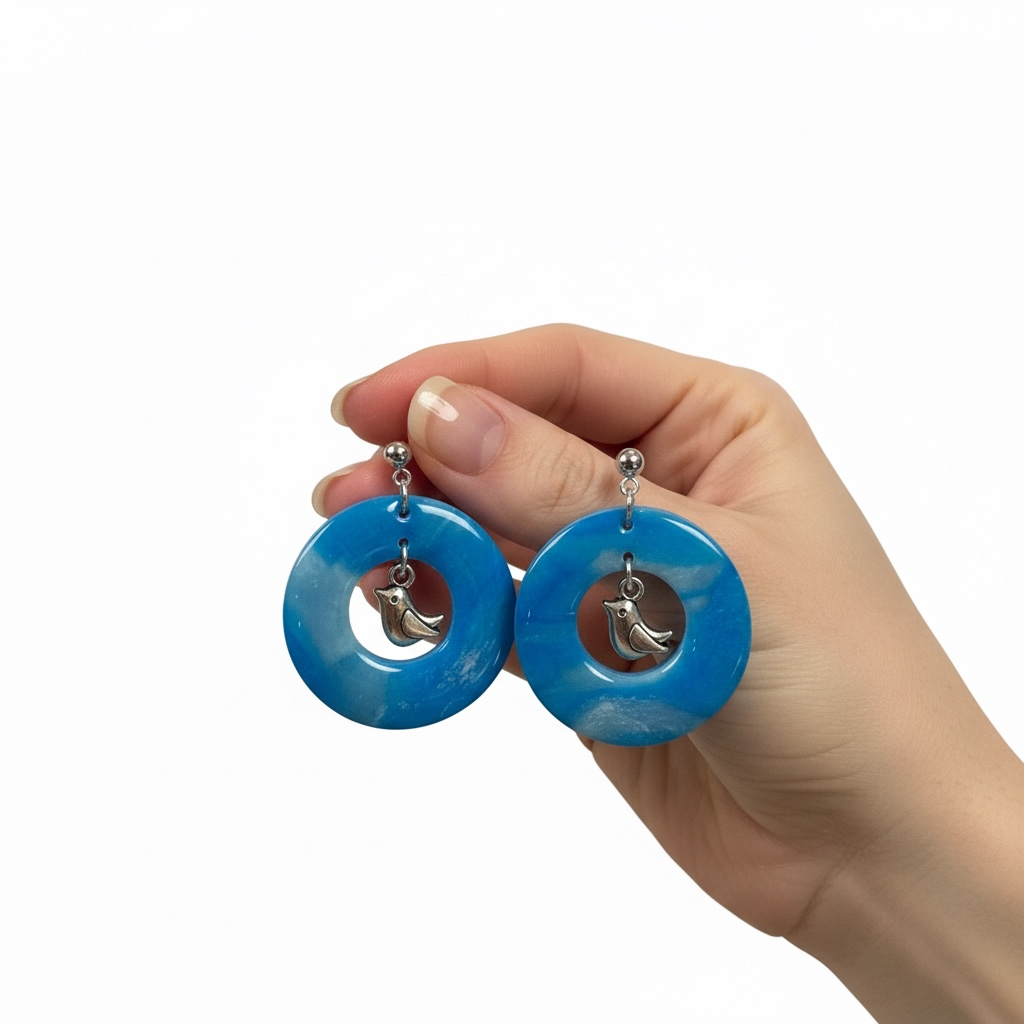 Sky Bird Charm Hoops