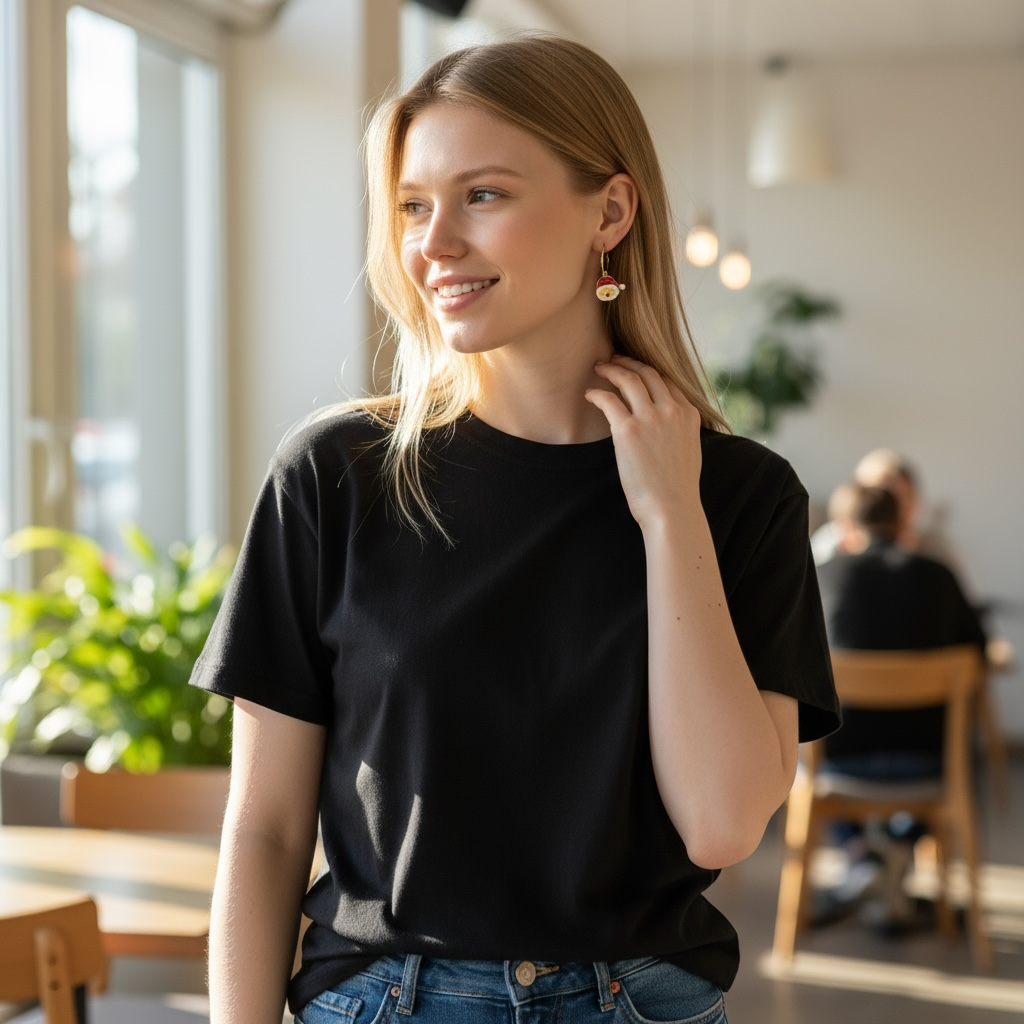 Festive Santa Face Earrings – Gold Hoop Christmas Dangles, Gift for Her