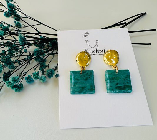 Teal Dangle Earrings