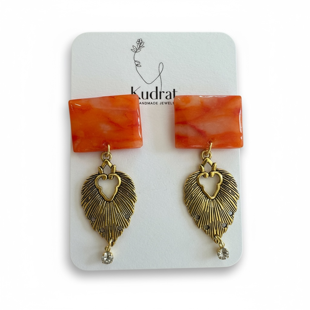 Golden Leaf Glow Earrings