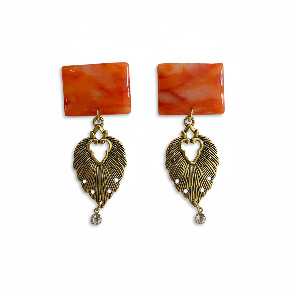 Golden Leaf Glow Earrings