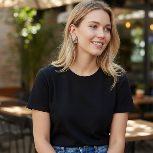 Handmade Resin Stud Earrings: Confetti Crystal Chips, Lightweight Statement Jewelry