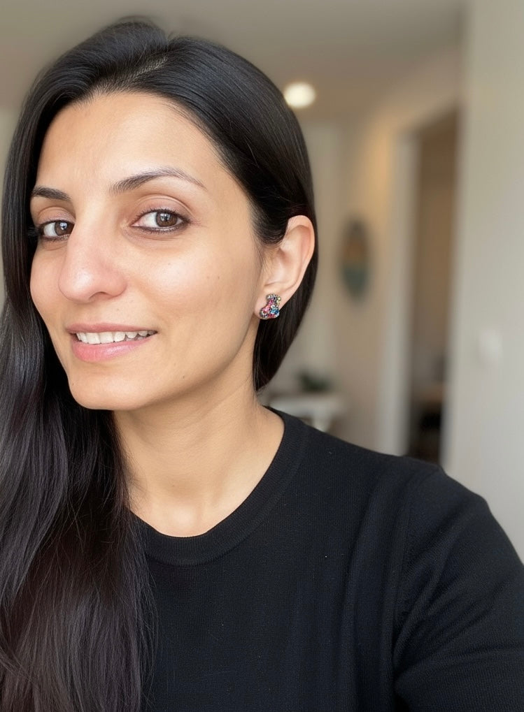 Festive Holiday Stud Set – Santa Hat, Stocking & Mitten Earrings | Handmade Resin Glitter Earrings