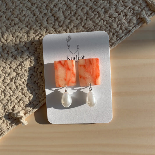 Coral Marble Studs