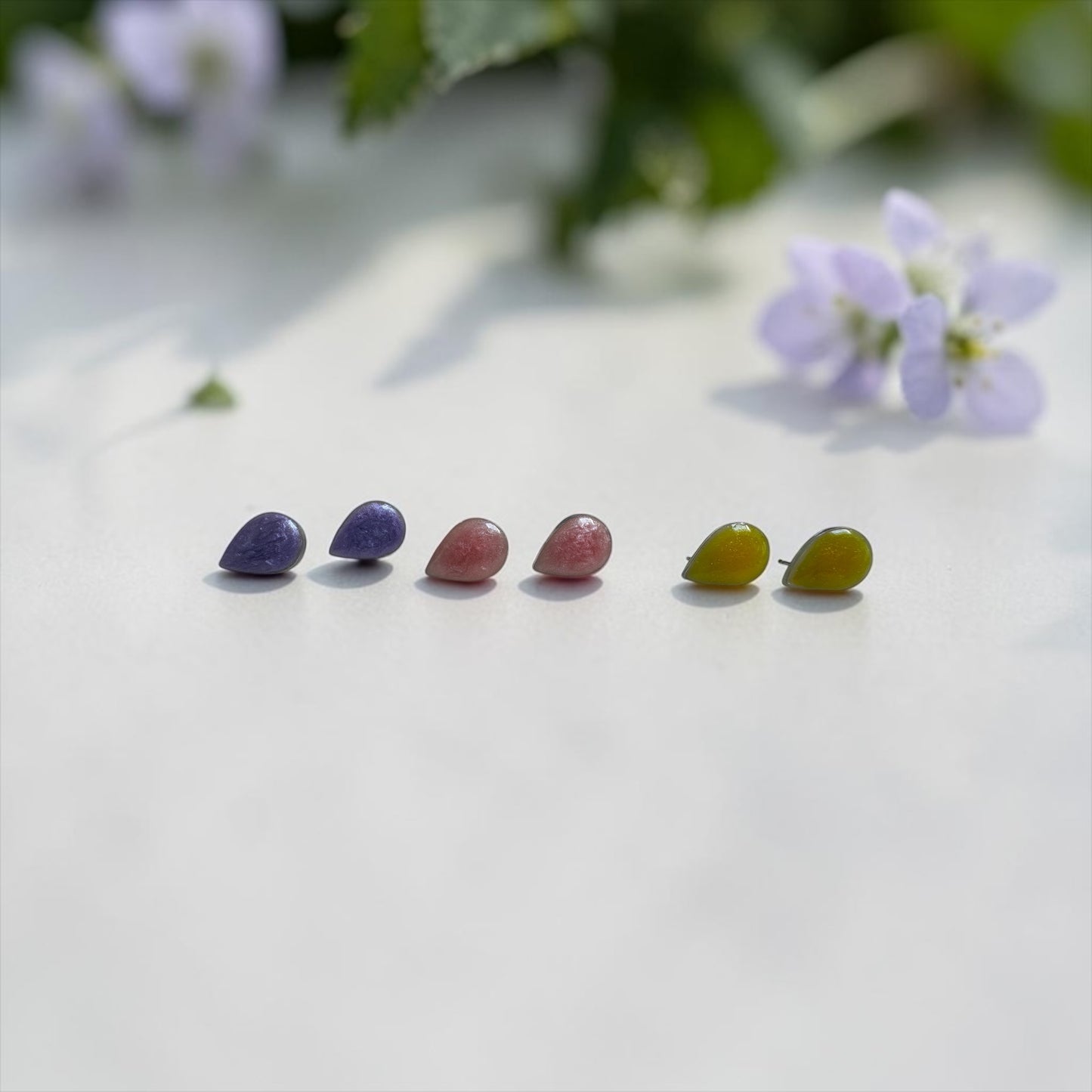 Tear Drop Stud Earrings | Lightweight Handmade Earrings | Pastel Clay Studs