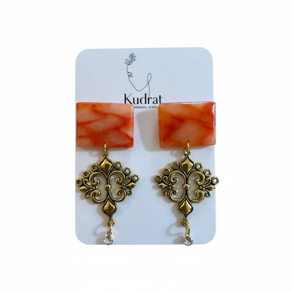 Golden Ember Statement Earrings