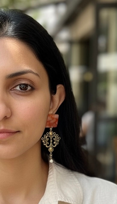 Golden Ember Statement Earrings