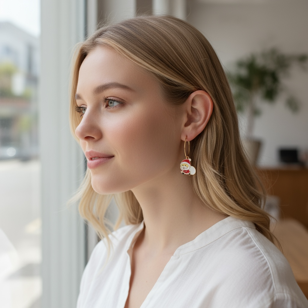 Festive Santa Hoop Earrings