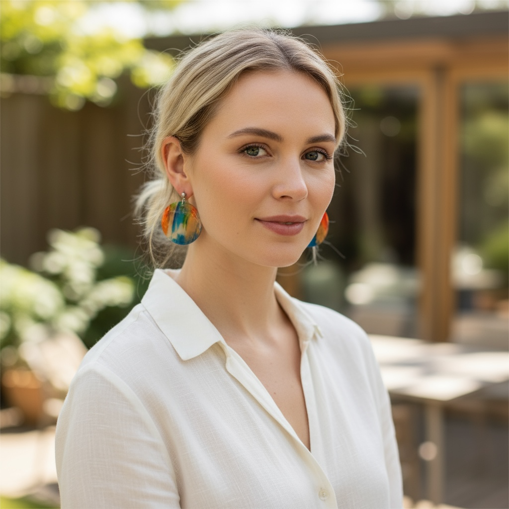 Sunset Horizon Statement Earrings – Bold Multicolor Round Dangles