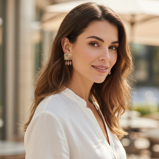 Blush Harmony Drop and Tropical Hoop Earrings