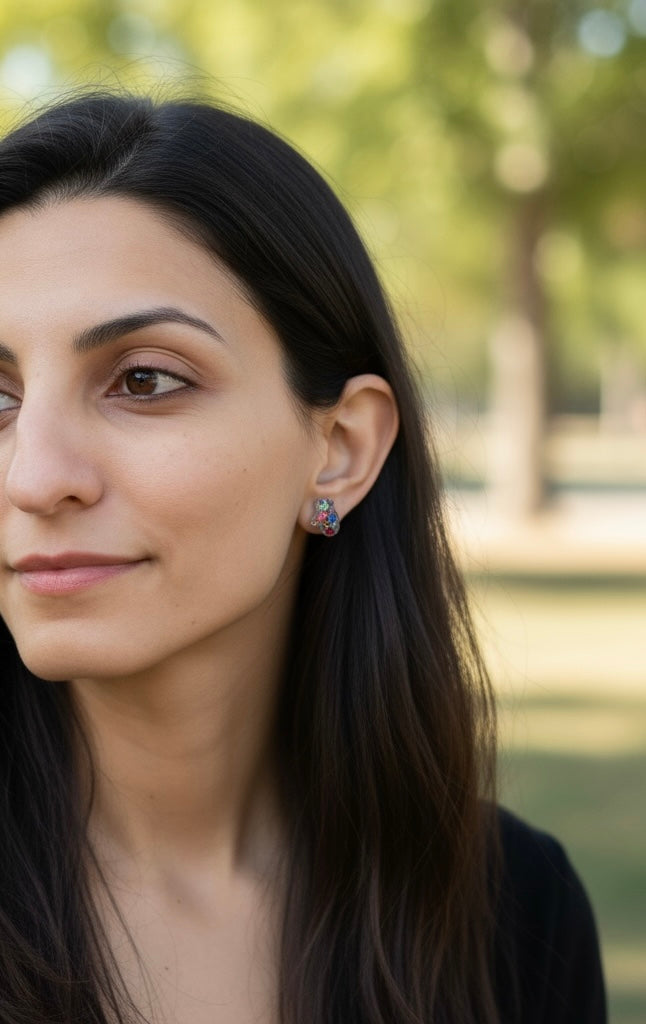 Festive Holiday Stud Set – Santa Hat, Stocking & Mitten Earrings | Handmade Resin Glitter Earrings