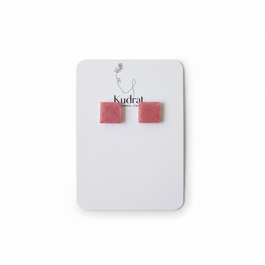 Modern Square Polymer Clay Earrings - Minimalist Handmade Studs