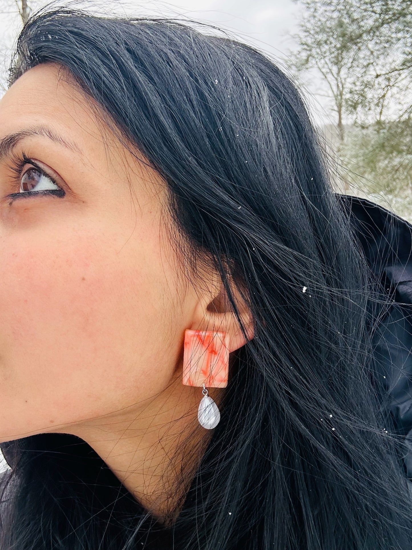 Coral Marble Studs