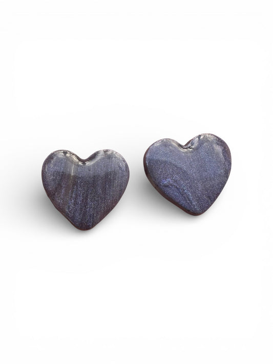 Midnight Heart Studs