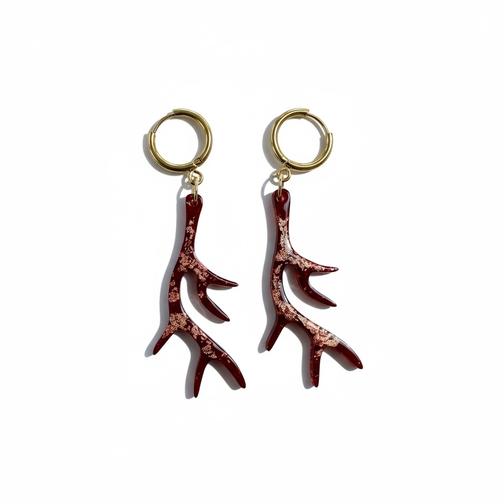 Crimson Antler Earrings