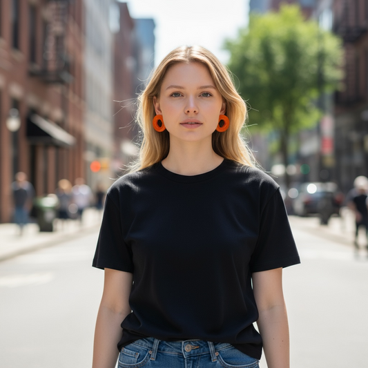 Handmade Tangerine Polymer Clay Hoop Earrings: Lightweight Boho Jewelry