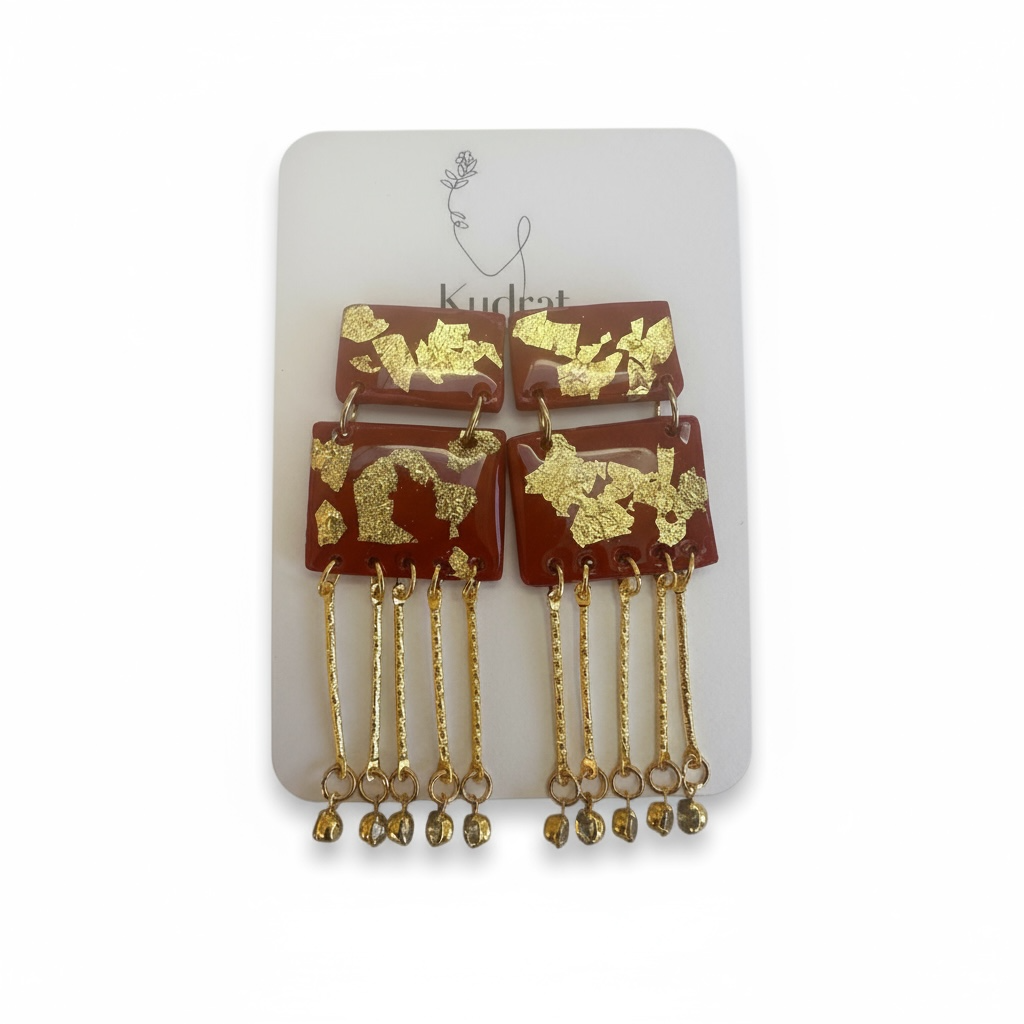 Scarlet Gilded Cascade Earrings