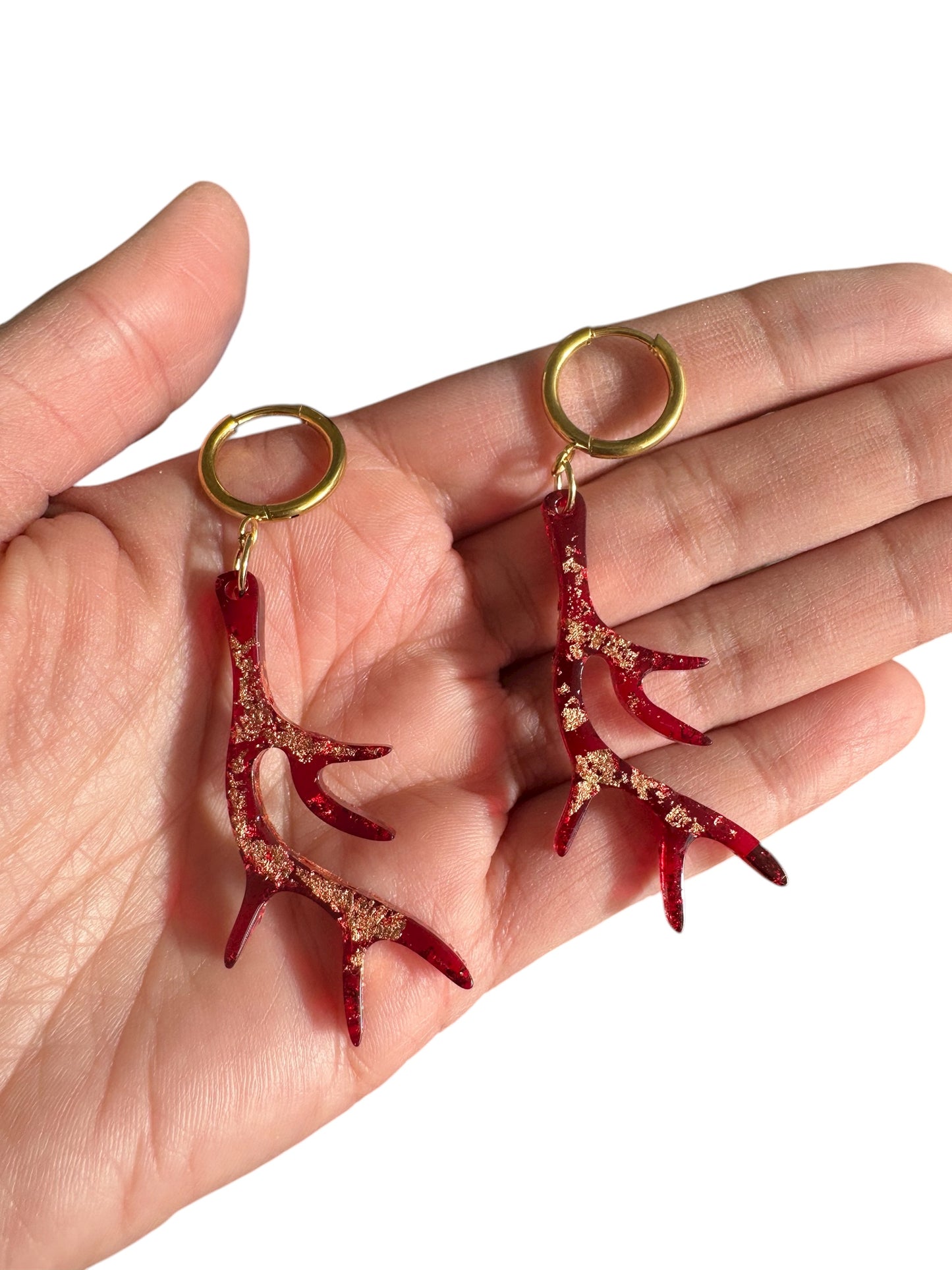 Crimson Antler Earrings