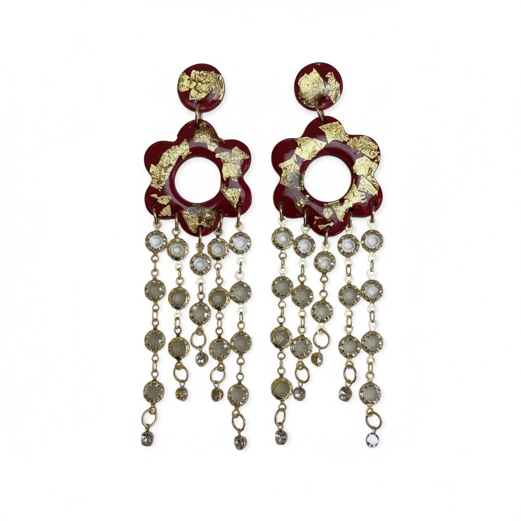 Crimson Bloom Dangle Earrings