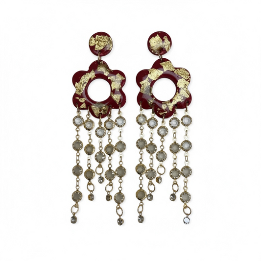 Crimson Bloom Dangle Earrings