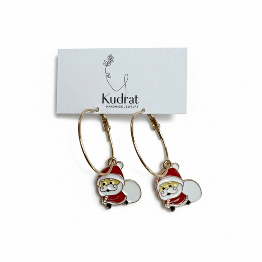 Festive Santa Hoop Earrings