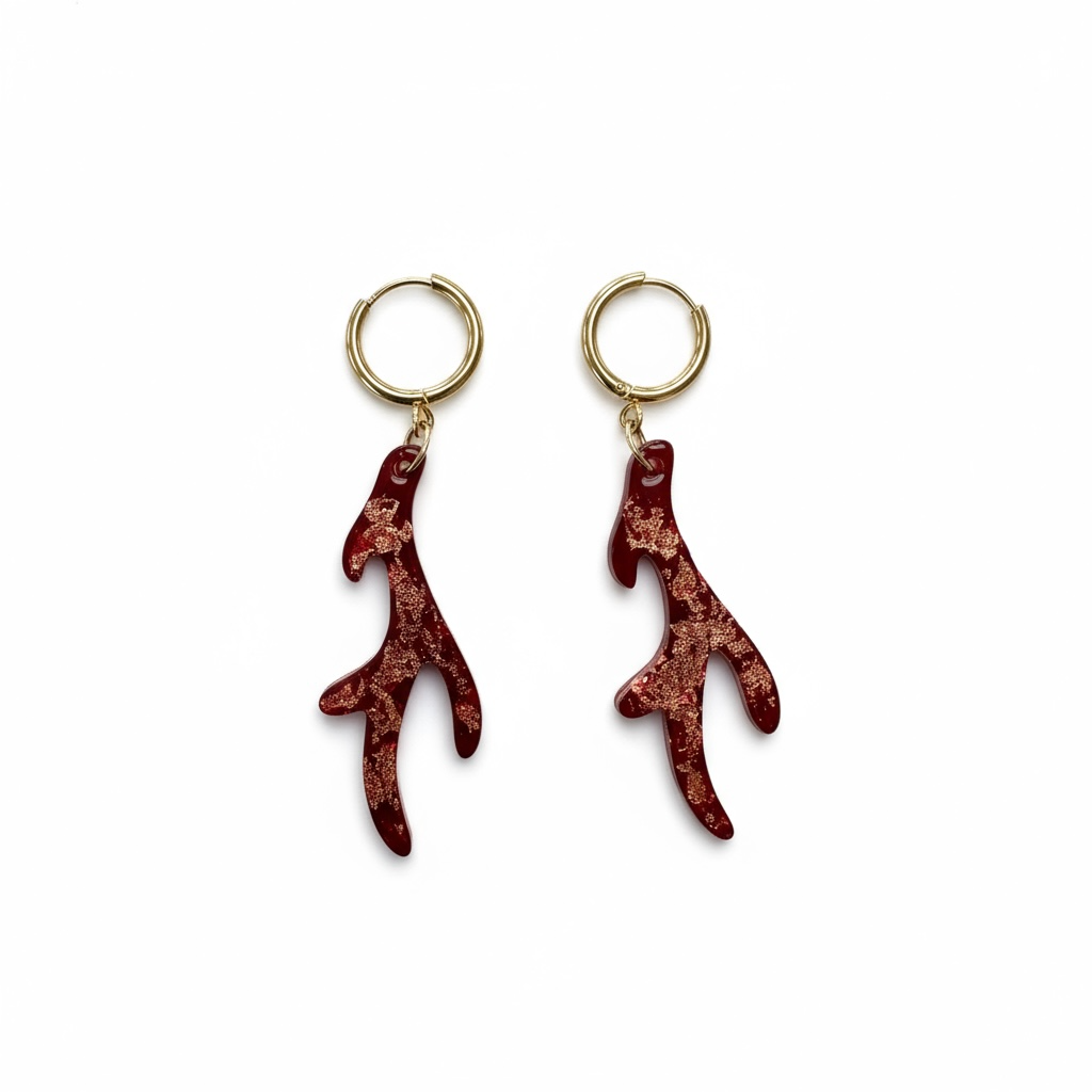 Crimson Antler Earrings