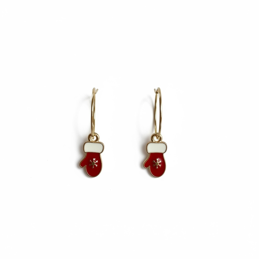 Red Mitten Hoop Earrings – Winter Jewelry, Cute Holiday Earrings