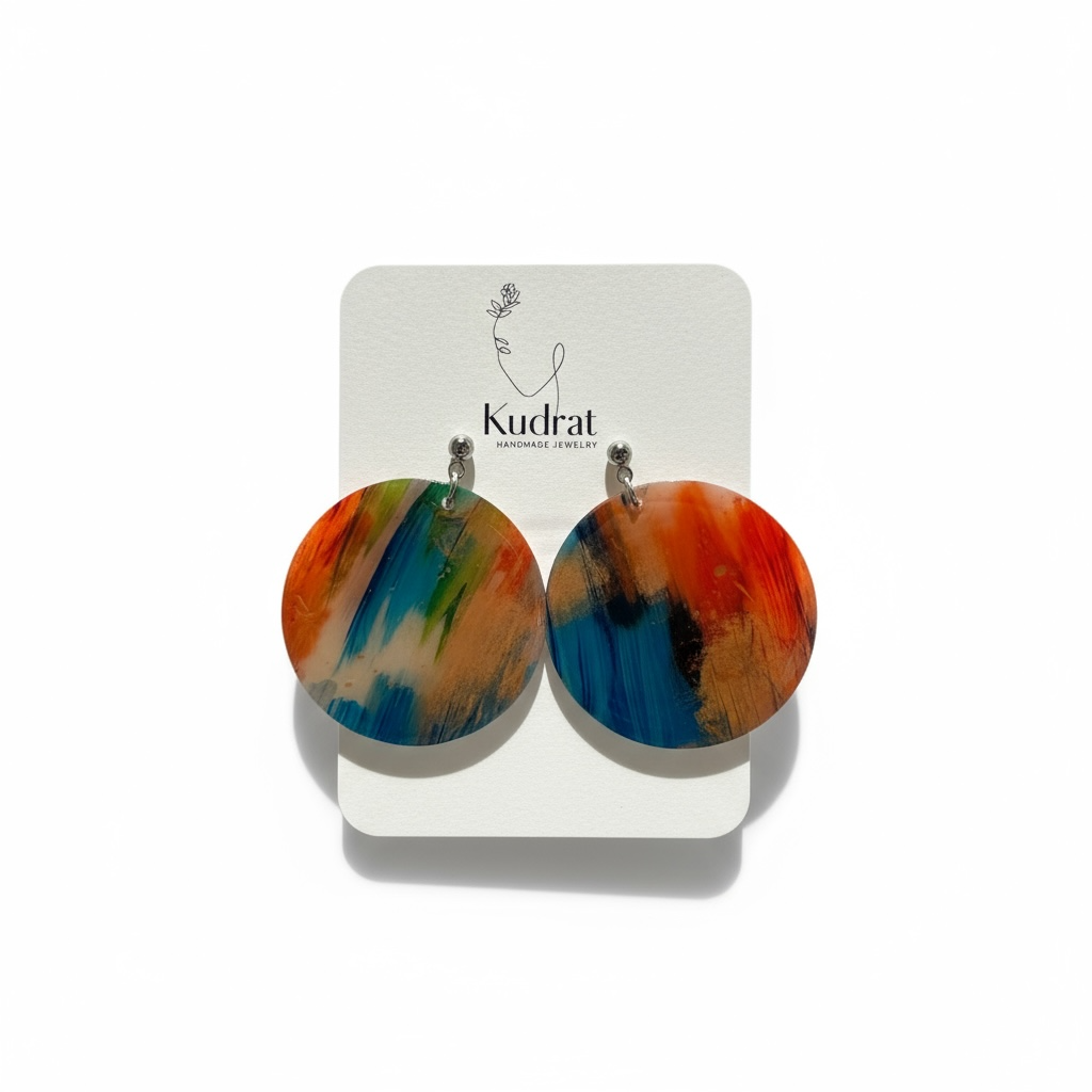 Sunset Horizon Statement Earrings – Bold Multicolor Round Dangles