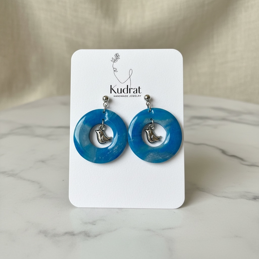 Sky Bird Charm Hoops