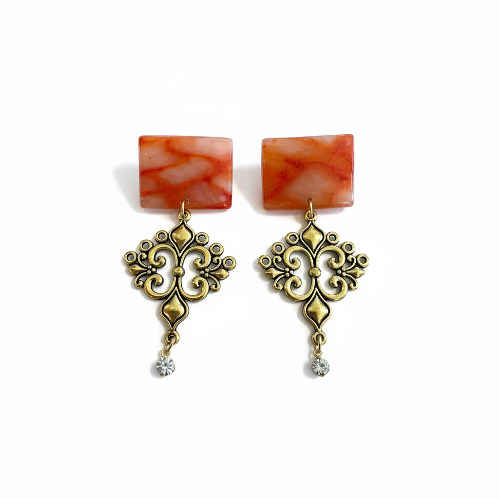 Golden Ember Statement Earrings