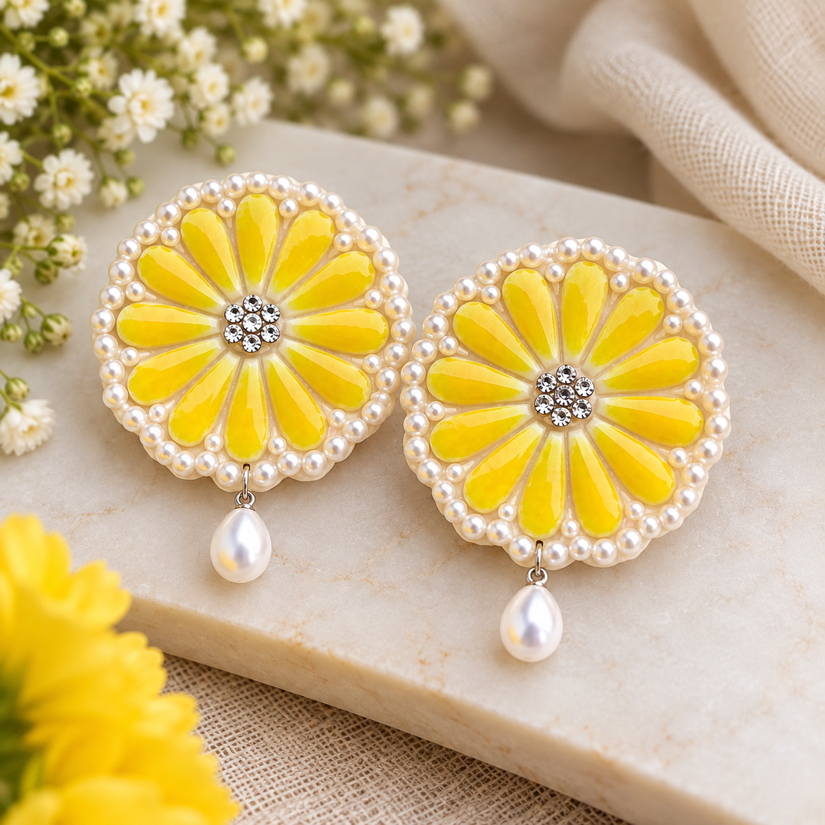 Sunlit Daisy Statement Earrings