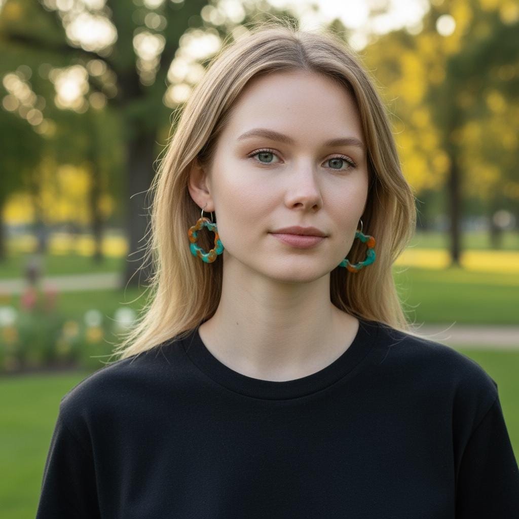 Turquoise Tide Flower Hoops | Handmade Polymer Clay Earrings | Lightweight Jewelry | Modern Colorful Earring